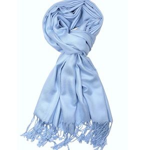Light Blue Soft Silky Plain Solid Pashmina Scarf